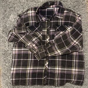 Women’s Plaid flannel Shirt - Black and Purple